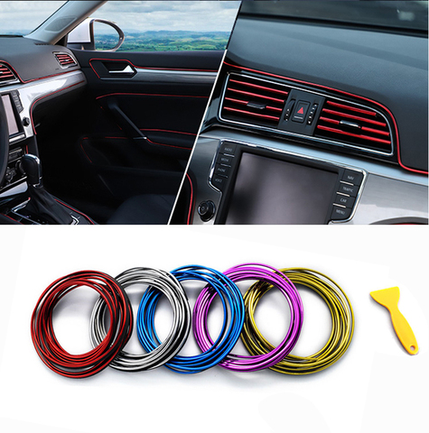 5M Car Styling Interior Stickers Decoration Strip Mouldings Car Door Dashboard Air Outlet Steering Strips For Auto ► Photo 1/6