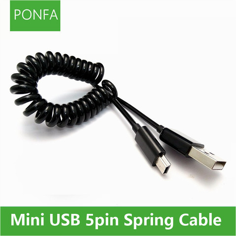 USB 2.0 to Mini USB Cables Mini USB Coiled Spiral Spring Data Charging Adapter Cable ► Photo 1/4