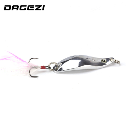 DAGEZI geometry Metal Sequins Fishing Lure Spoon Lure with Feather Noise Paillette Hard Baits Treble Hook Pesca Fishing Tackle ► Photo 1/5