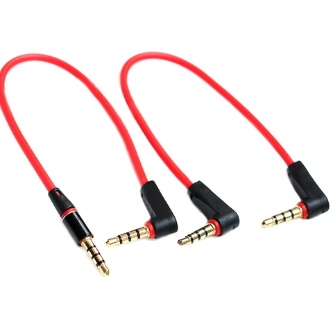 Universal ipod aux 4 Pole  right angle 3.5mm male to male ipod aux audio aux stereo cable 20cm ► Photo 1/6