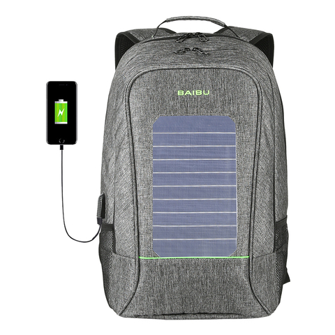 Multifunction Solar Energy Men Women Backpack Anti Thief Waterproof 15.6 inch Laptop USB Charging Backpack Leisure Travel Bags ► Photo 1/6