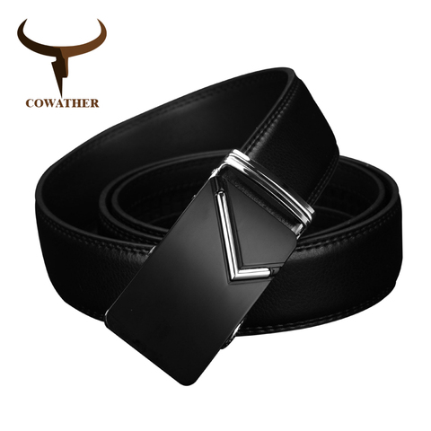 COWATHER 2022 luxury men belts for men automatic buckle top high quality durable Natural grain leather 35mm wide CZ019 ► Photo 1/1