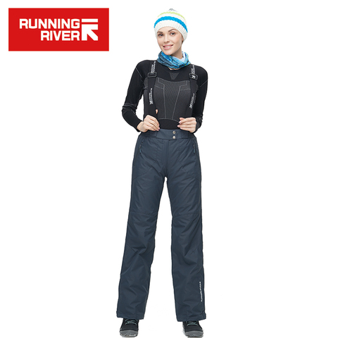 RUNNING RIVER Brand Women Grey Ski Pants With Shoulder Straps Ship From Russia & China Warm Women Pants Size S - 3XL #B4065 ► Photo 1/6