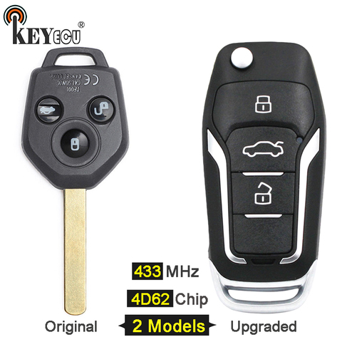 KEYECU 433MHz 4D62 Chip Origianl/ Upgraded Flip Folding 3 Button Remote Key Fob key for Subaru Forester 2008 2009 2010 2011 2012 ► Photo 1/3