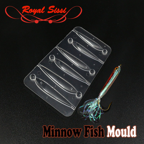 RoyalSissi 2022new one plate of minnow fish shape fly tying UV resin mould with long shank fly hooks new concept fly tying tools ► Photo 1/6