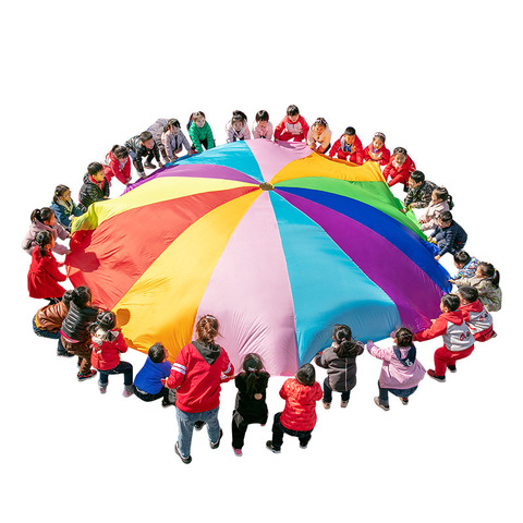 [Funny] Sports game 2M/3M/4M/5M/6M Diameter Outdoor Rainbow Umbrella Parachute Toy Jump-Sack Ballute Play game mat toy kids gift ► Photo 1/3