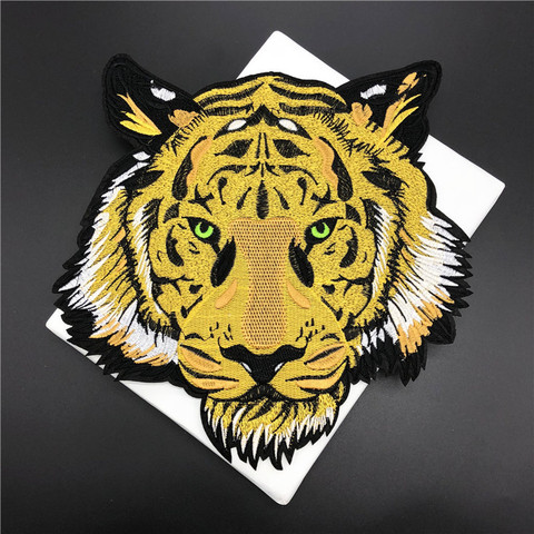 Hot New Tiger Head Embroidery Cloth Sticker Coat Personality Decoration Back Label Large DIY Adhesive Patch 25.5cm*27.5cm ► Photo 1/5