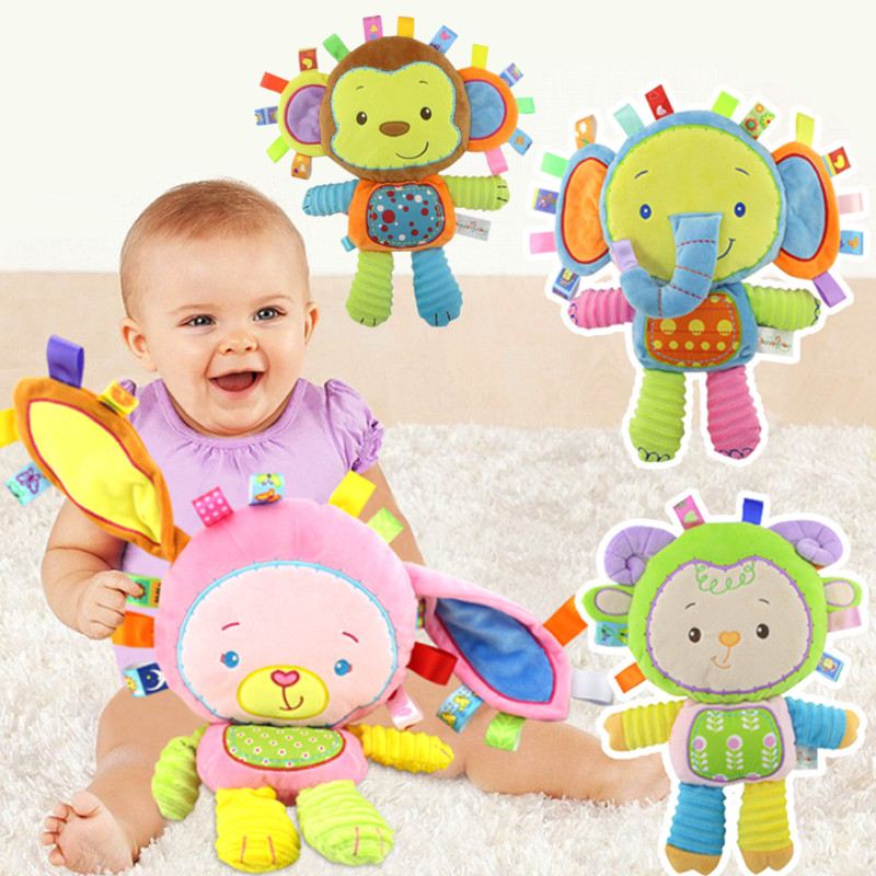 Baby Kids Developmental Toys Animal Soft Stuffed Plush Toys Rattles Infant Toys 