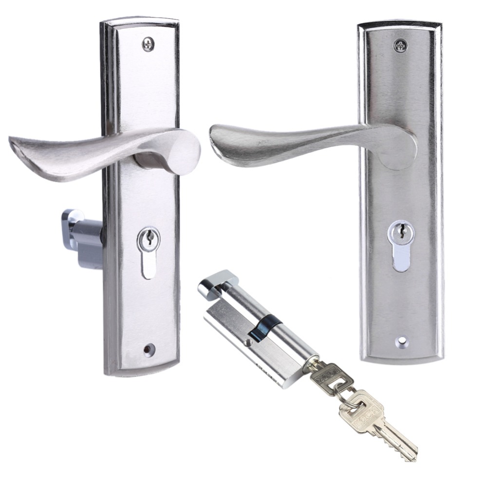 Stainless Steel Door Lock Interior Door Handle Lock Front Back Lever Latch A