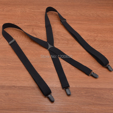 Fashion Plus Size solid black suspender 4 Clip Men Women Suspenders For Pants 2016  Unisex  Male 120 cm Adjustable Braces ► Photo 1/6