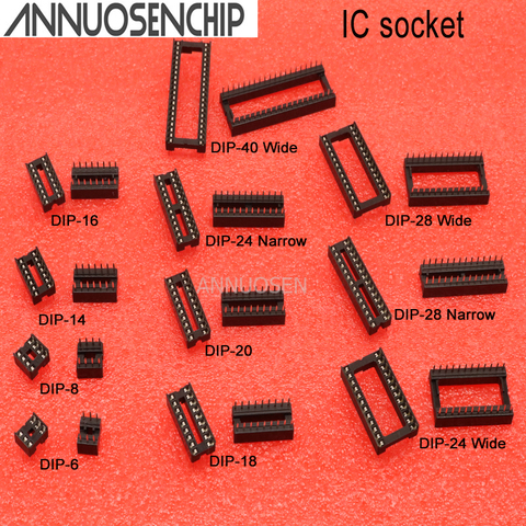 10PCS IC Sockets DIP6 DIP8 DIP14 DIP16 DIP18 DIP20 DIP24 DIP28 DIP40 pins Connector DIP Socket 6 8 14 16 18 20 24 28 40 pin ► Photo 1/3