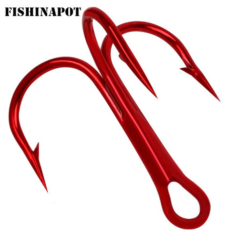 20pcs/lot Red 2/4/6/8/10# Fishing Hooks High Carbon Steel Treble Hook Round Bent Treble For Saltwater Bass Fishing Tackle Pesca ► Photo 1/6