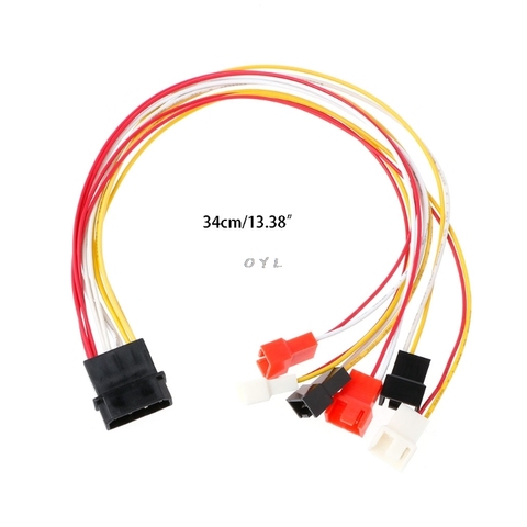 34cm IDE Molex PC DIY 4-pin IDE molex to 6-port Cooler cooling fan 2pin Splitter power Cable cord 12V 7V 5V ► Photo 1/5