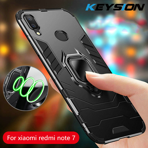 KEYSION Ring Holder Phone Case for Xiaomi Redmi Note 7 Pro 6 5 luxury Anti-knock Bumper Magnetic back cover for Xiaomi Mi 9 SE ► Photo 1/6