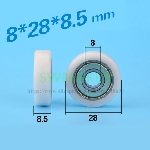 8*28*8.5 mm flat type flat insert bearing roller wrapped rubber covered plastic nylon POM POM pulley ► Photo 1/3