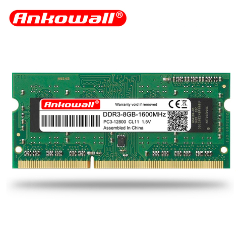 Ankowall Brand ddr3 ram 8GB 4GB 2GB Laptop Memory Notebook ddr3l SO-DIMM 1066 1600 1333mhz 204pin 1.35/1.5V Lifetime Warranty ► Photo 1/6