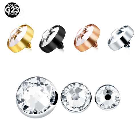 1pc G23 Titanium Micro Dermal Anchor Top Rose Gold Round Skin Diver Implants Jewelled Sexy Body Piercing Hide Rings Attachment ► Photo 1/6