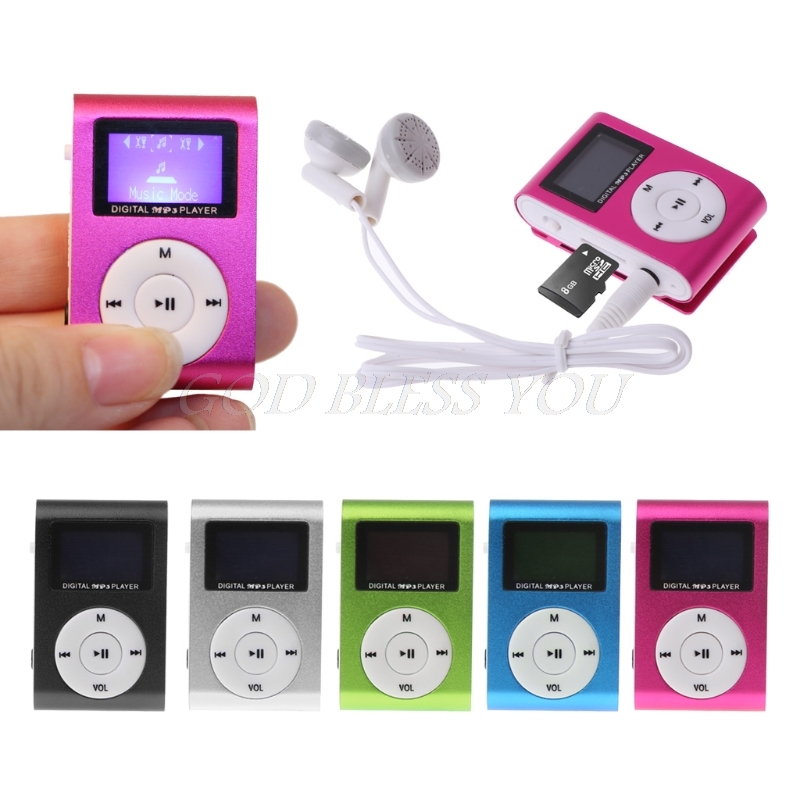 Protable MP3 Music Player Mini Metal Clip Support 32GB Micro SD TF Card Earphone 