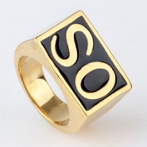 SO Men's Gothic Biker  Ring Signet 316L Stainless Steel Golden Tone Men's Jewelry ► Photo 1/6