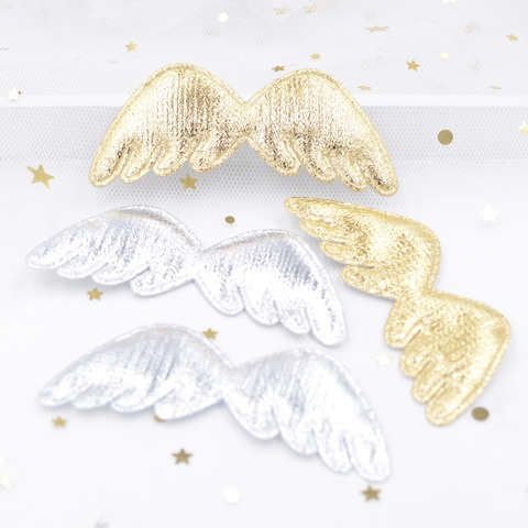 30Pcs 78mm Gold and Silver Cloth Angel Wing Appliques Padded Patches for DIY Crafts Clothes Hairpin Ornament Accessories G01 ► Photo 1/5