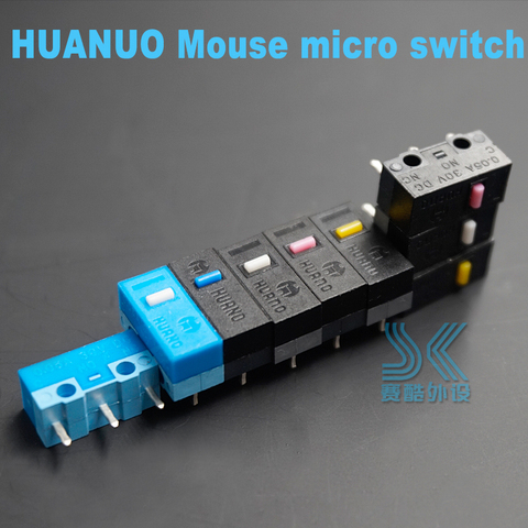 Original HUANO mouse micro switch button white yellow blue pink green dot blue shell white dot General OMRON square 3-pin switch ► Photo 1/6