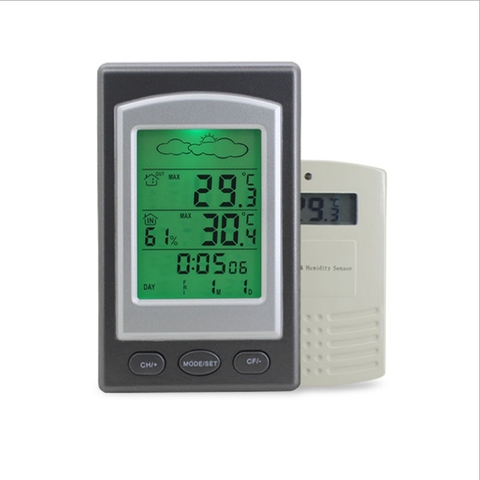 Wireless Home Weather Station Indoor Outdoor Digital LED Thermometer Hygrometer Barometer Alarm Clock Temperature Sensor Meter ► Photo 1/6
