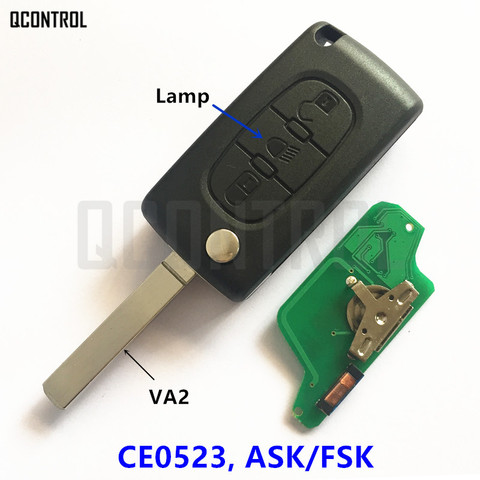 QCONTROL Remote Car Key Light Button for CITROEN Berlingo C3 C2 C5 C4 Picasso 433Mhz 7941 Chip (CE0523 ASK/FSK, 3BT, VA2) ► Photo 1/4