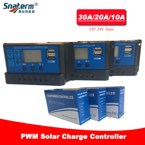 12V 24V Solar PV Charge Controller 30A 20A 10A with LCD display and double USB PWM Solar PV Regulators Battery Chargers 30Amps ► Photo 1/5