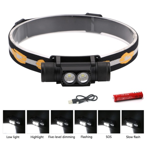 Sanyi XM-L2 LED Headlamp USB Charging Interface Cycling Headlight 6 Modes Dimming 18650 Head Torch Camping Fishing Head Lantern ► Photo 1/6