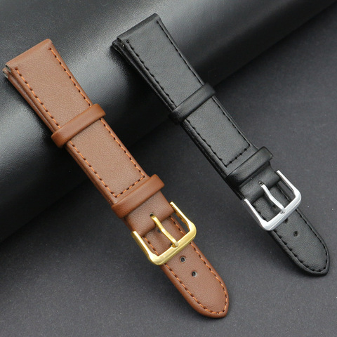 Men&Women PU leather strap watch band Black Brown 12mm 14mm 16mm 18mm 20mm 22mm 24mm watch strap Relogio Masculino Accessories ► Photo 1/2