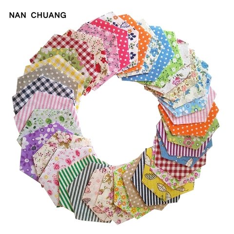 100Pcs/Lot Random Shabby Chic Cotton Fabric With Hexagon Shape/Low Density&Thin Fabric For Quilting&Sewing Material/Mix Designs ► Photo 1/6