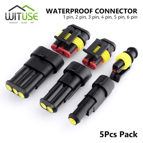 TSLEEN 5Pcs Waterproof 1/2/3/4/5/6 Pin Way Seal Quad Bike 12A IP68 Electrical Automotive Wire Connector Plug Terminals Truck Car ► Photo 1/6