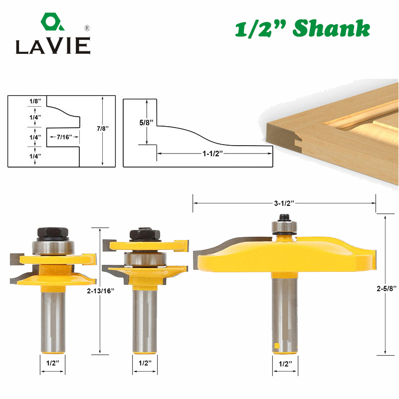 2Pc 1/4'' Shank Rail & Stile Ogee Blade Cutter Panel Cabinet Router Bits Set 