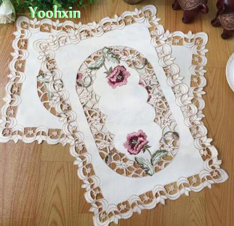 Luxury satin embroidery table place mat dining coffee pad cloth pan dish placemat Christmas doily cup mug drink coaster kitchen ► Photo 1/5