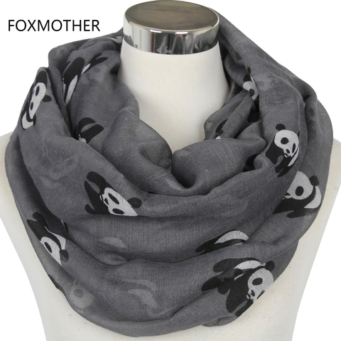 FOXMOTHER 2022 New Fashionable Grey Blue Panda Animal Infinity Scarf Scarves For Women/Ladies Gifts ► Photo 1/4