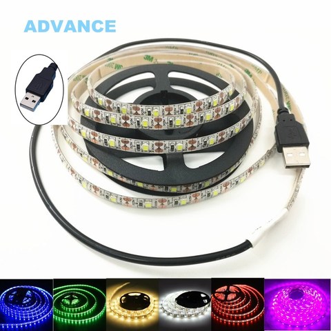 USB LED Strips SMD3528 light 5V adapter string Christmas desk Decor lamp tape For TV Background Lighting 5V 50CM 1M 2M 3M 4M 5M ► Photo 1/6