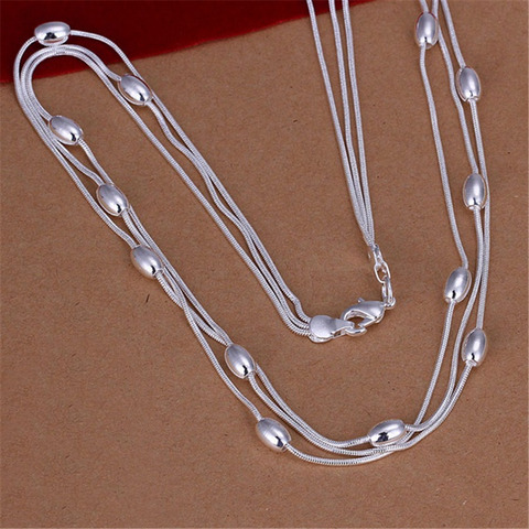 fashion silver color chain light bead elegant women Necklace Fashion trends Jewelry Cute wedding party with , N214 ► Photo 1/3