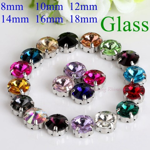 Satellite / Round Shape Glass Rhinestones With Claw Sew On Crystal Stone Strass Diamond Metal Base Buckle For Clothes ► Photo 1/6