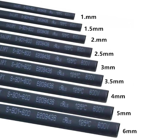 Round Diameter 1mm/1.5mm/2mm/2.5mm/3mm/3.5mm/4mm/5mm/6mm/8mm/10mm/Length 5M Heat Shrink Tubing Shrinkable Tube Black Wire Wrap ► Photo 1/4
