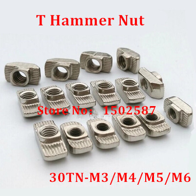 100pcs M3 M4 M5 M6 T Slot Hammer Head Nut Nickel Plated Carbon Steel Connector T-Nut Fastener for 3030 Aluminum Profile Groove 8 ► Photo 1/1