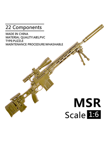 1/6 Scale Remington MSR Modular Sniper Rifle Model Gun Assembly Puzzles Building Bricks For 12