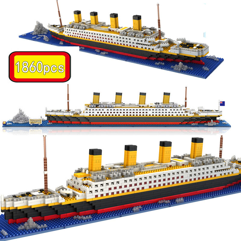 Movie Titanic Ship Boat Iceverg Mini Diamond Building Nano Block Toy 1860pcs 