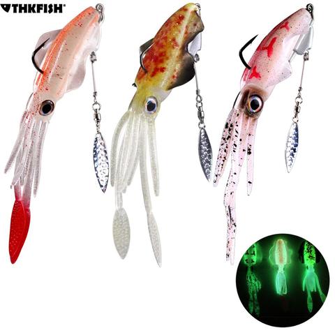 1 piece 20g Saltwater Squid Soft Bait 3D Eyes Glow Octopus Fishing Lure with 9g Blade Fishing Hook For Sea Fishing ► Photo 1/1