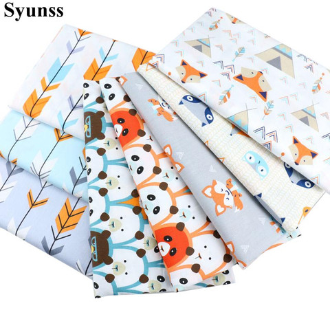 Syunss Cute Fox Bear Arrow Printed Cotton Fabric for Diy Patchwork Quilting Baby Cribs The Cloth Cushions Blanket Sewing Tissus ► Photo 1/4