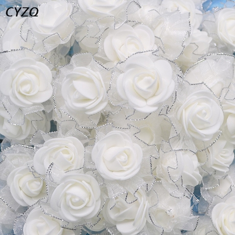 20Pcs/lot 4cm PE Foam Silk Rose Artificial Flowers Heads for Wedding Home Decoration DIY Scrapbooking Wreath Fake Rose Flower ► Photo 1/6