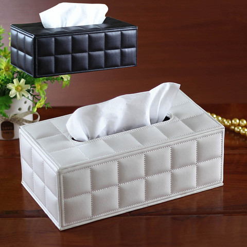 Behogar Facial Tissue Box Cover PU Leather Hotel Car Rectangle Container Towel Napkin Tissue Case Holder Home Office Supplies ► Photo 1/6