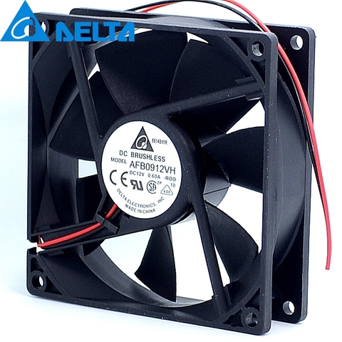 New and original 9025 9cm 90mm double ball bearing cooling fan 12V 0.60A AFB0912VH wind capacity for Delta 90*90*25mm ► Photo 1/6