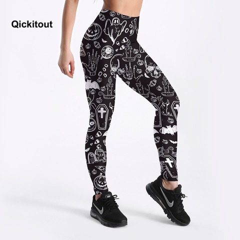 Qickitout Leggings Halloween Day SEXY New Women's Legging Ghost Skull Pumpkin Palm Styles Digital Print Trousers Leggings ► Photo 1/4