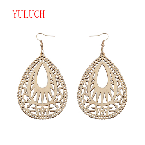 YULUCH African National Jewelry Accessories Water Drops Hollow Vintage Carved Texture Pendant for Fashion Woman Earrings Gifts ► Photo 1/6