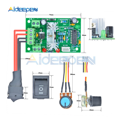 L0371 6-30V 80W 10A Reversible DC Motor Speed Controller Adjustable PWM Speed Regulator with Control Switch Potentiometer ► Photo 1/6